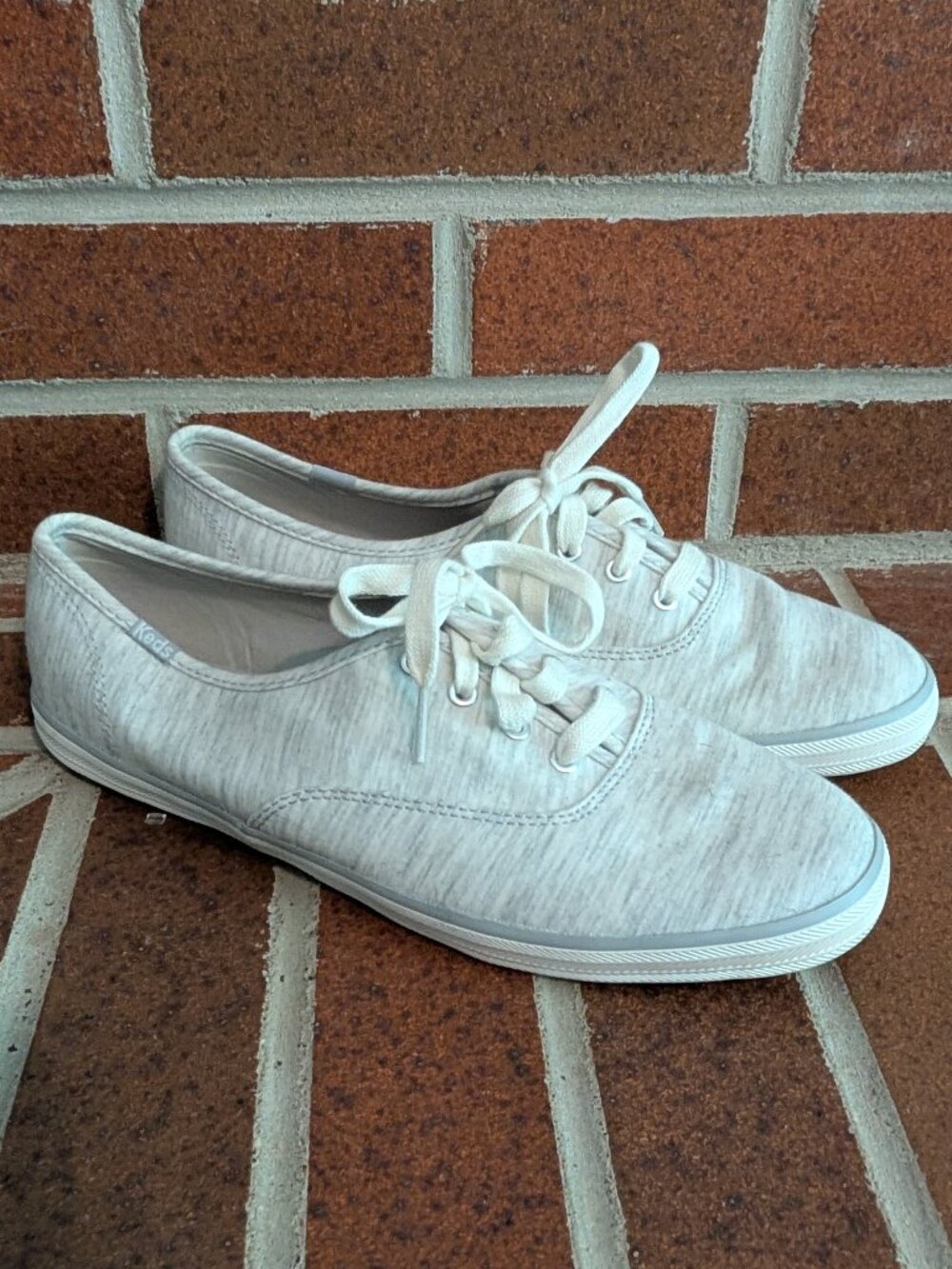 Keds Champion Lace Up Sneakers Women's 8.5 White Gray Heather Canvas Casual Shoe